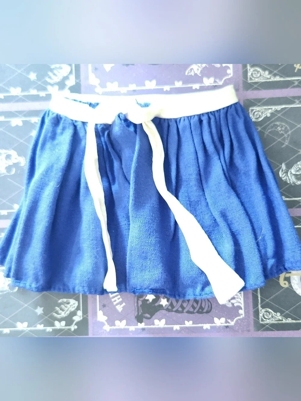 Baby Doll Fashion 018 VINTAGE NAVY BLUE Linen Wrap Skirt fits 18 Inch Dolls